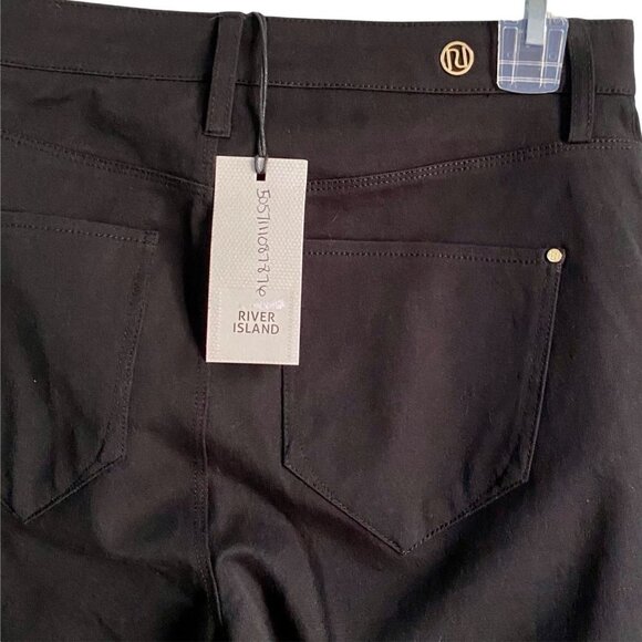 River Island Black Molly Twill Mid Rise Skinny Trouser Pants Size 6 NEW - Picture 10 of 10